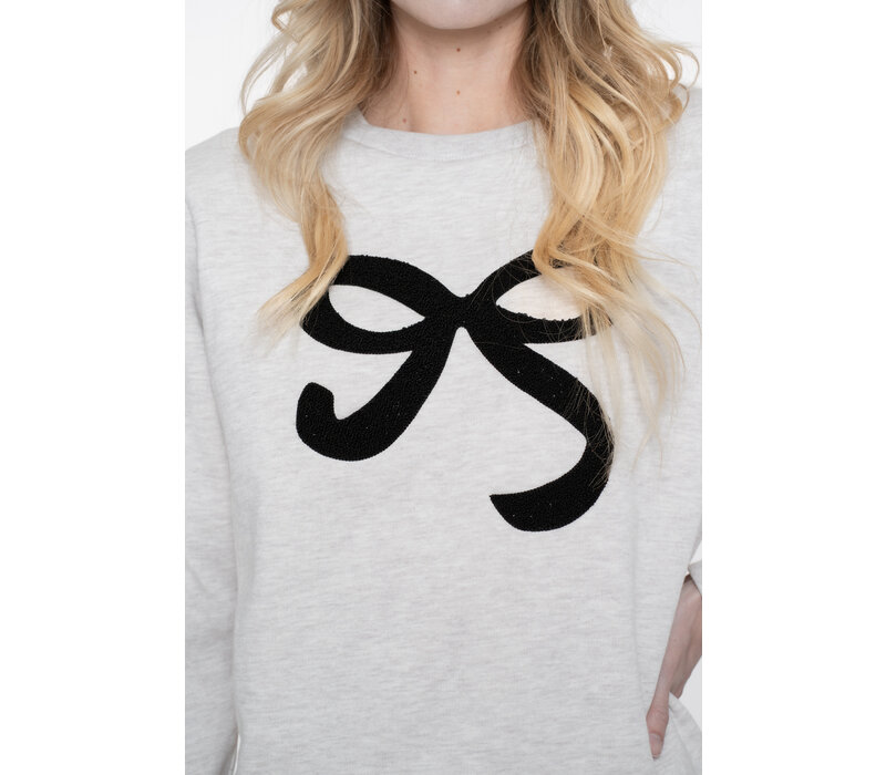 Geisha Sweat with Bow Beige Black