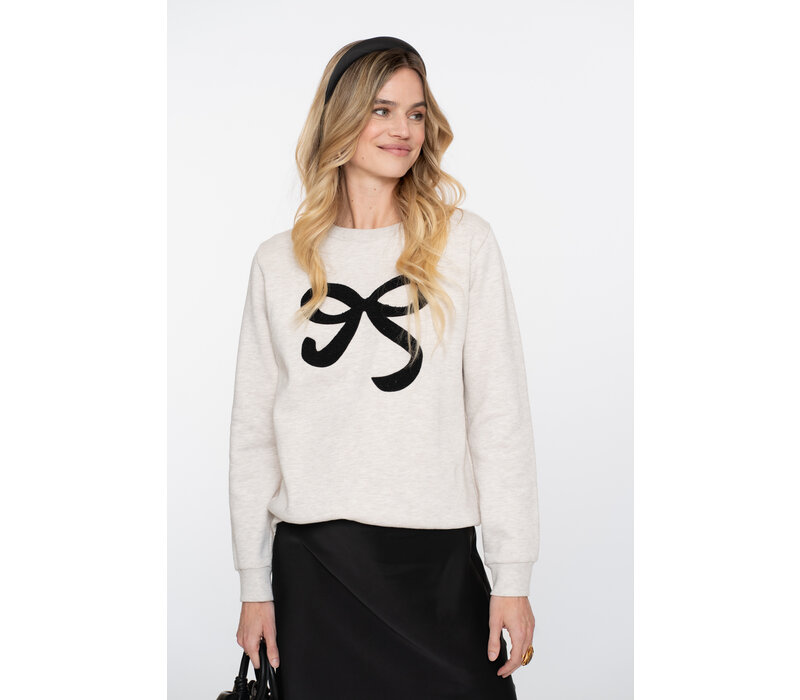 Geisha Sweat with Bow Beige Black