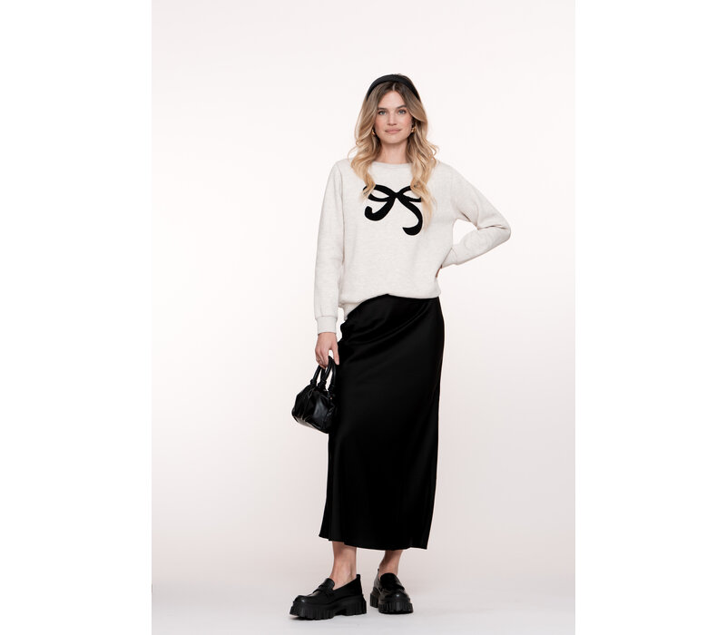 Geisha Sweat with Bow Beige Black