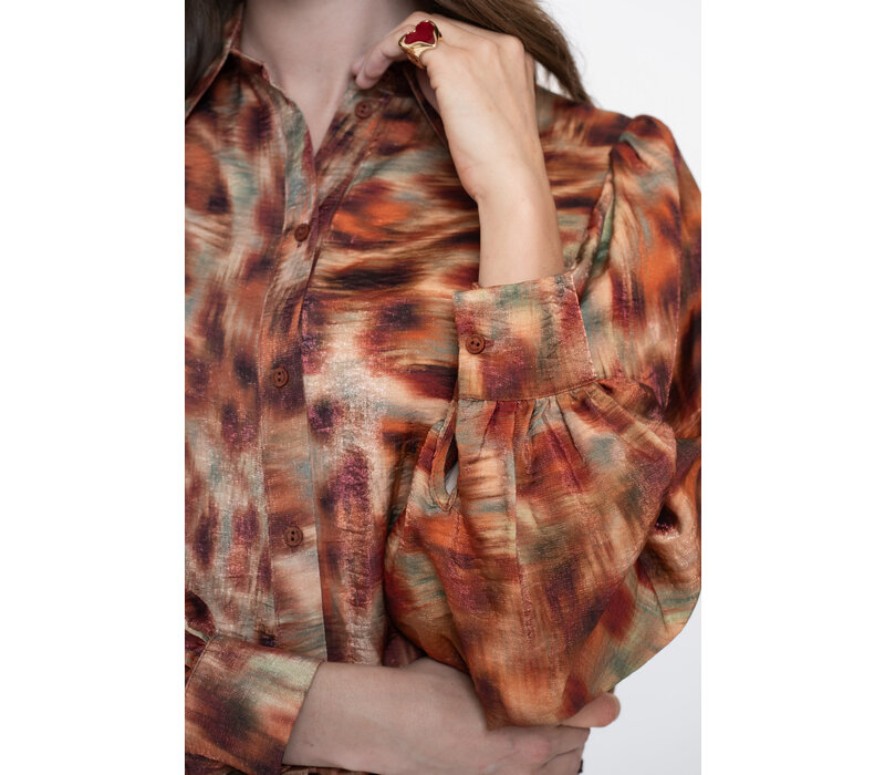 Geisha Blouse Print Brown