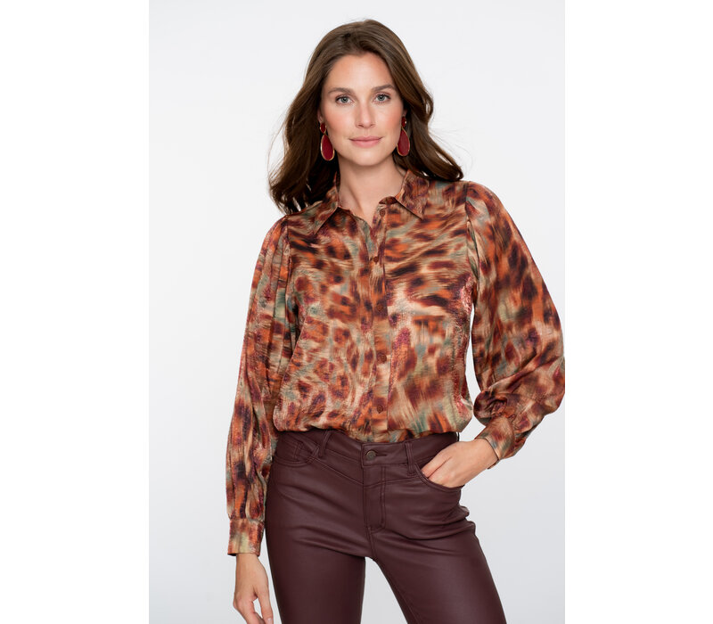 Geisha Blouse Print Brown