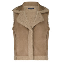 Red Button Teddy Gilet Almond