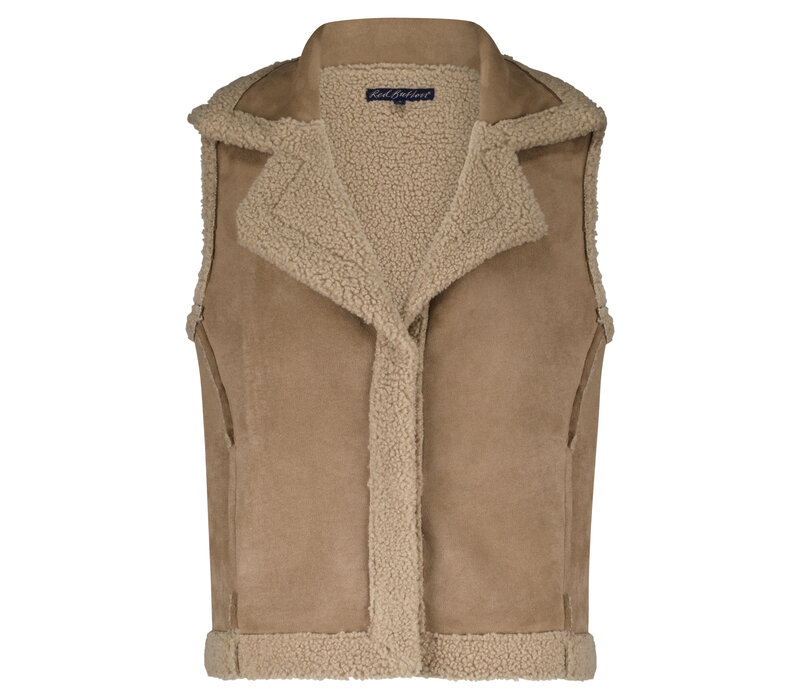 Red Button Teddy Gilet Almond