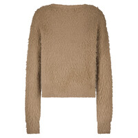 Red Button Cardigan Fuzzy Almond