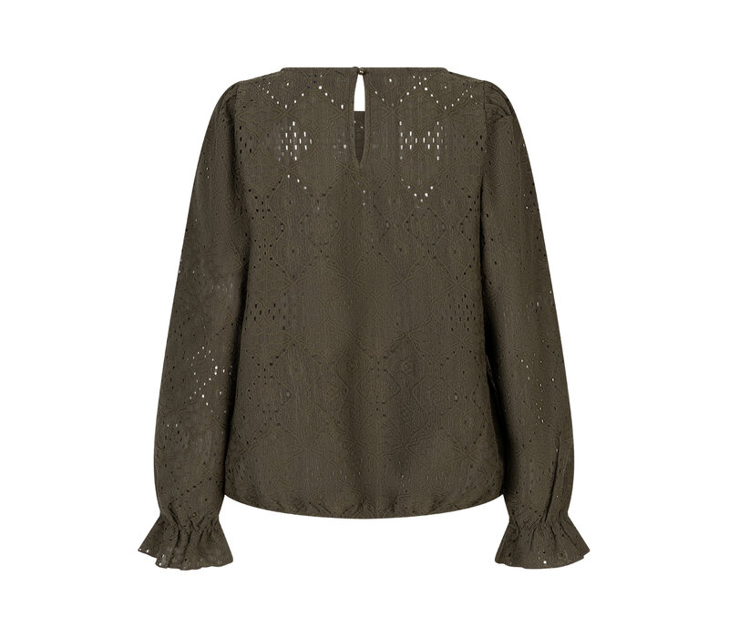 Red Button Top Ajour Khaki