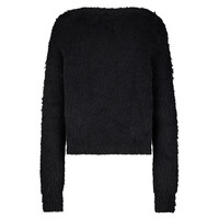 Red Button Cardigan Fuzzy Black