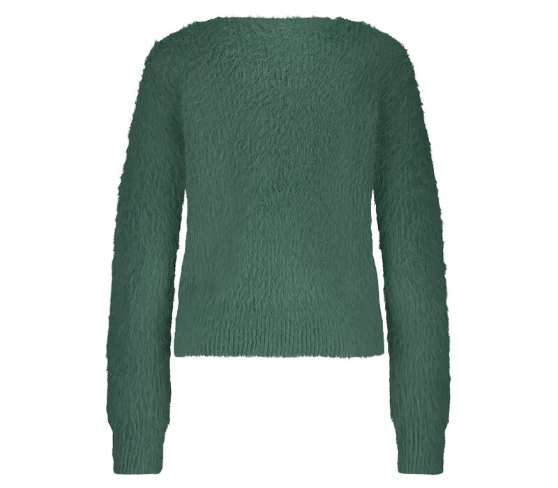 Red Button Cardigan Fuzzy Pine