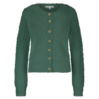Red Button Cardigan Fuzzy Pine