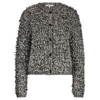 Red Button Jacket Melange Loops Black Off White