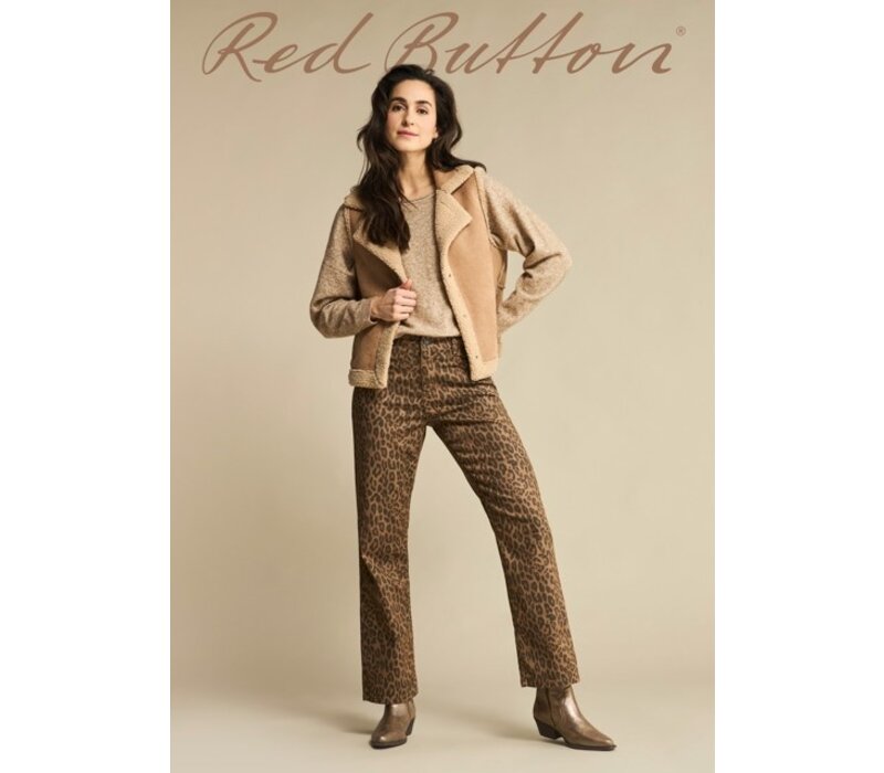 Red Button Teddy Gilet Almond