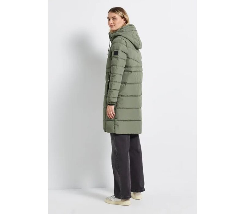 Street One Long Quilted Jacket Teflon Lichen Green