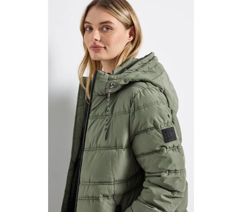 Street One Long Quilted Jacket Teflon Lichen Green