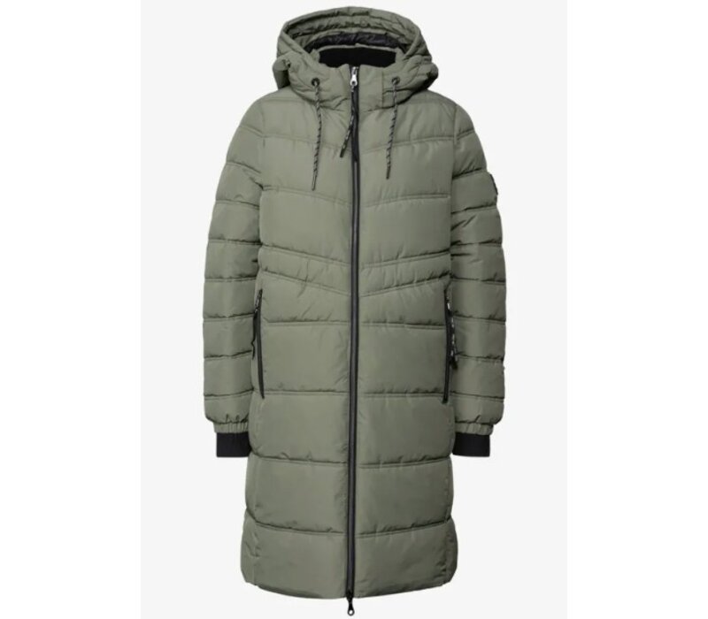 Street One Long Quilted Jacket Teflon Lichen Green