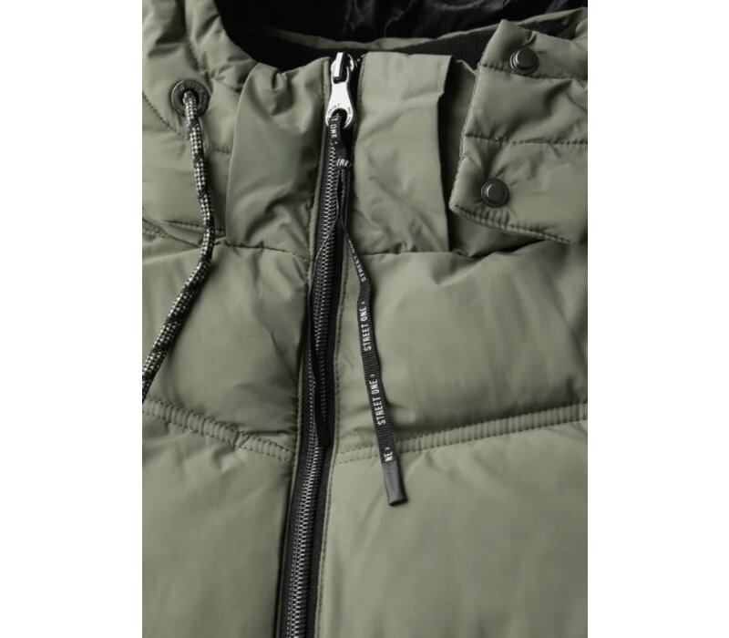 Street One Long Quilted Jacket Teflon Lichen Green