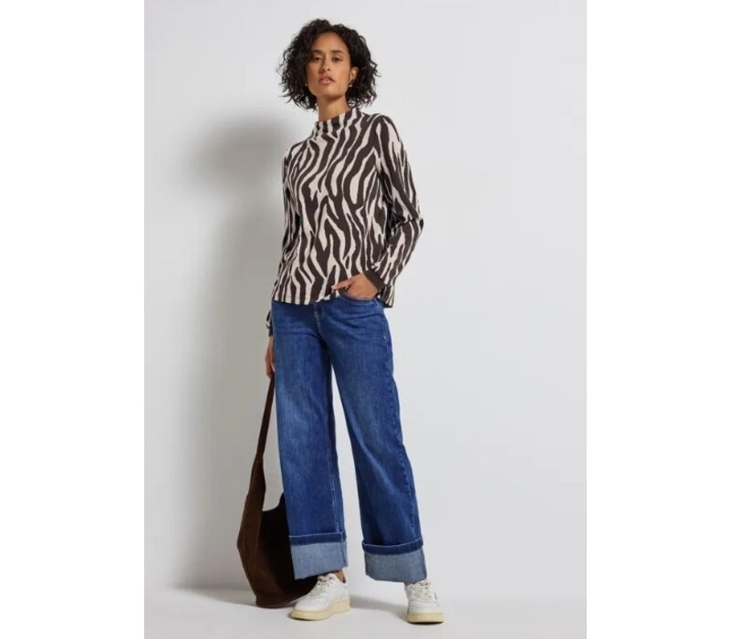 Street One Dessin Shirt Turtle Neck Deep Roast Brown