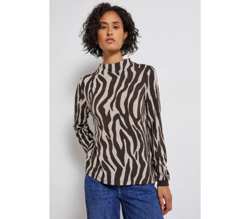 Street One Dessin Shirt Turtle Neck Deep Roast Brown