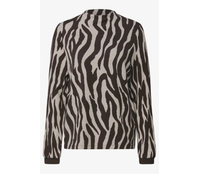 Street One Dessin Shirt Turtle Neck Deep Roast Brown