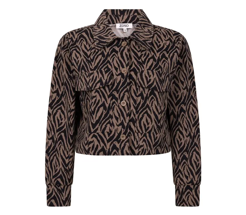 Zoso Print Travel Jacket Mocha Navy