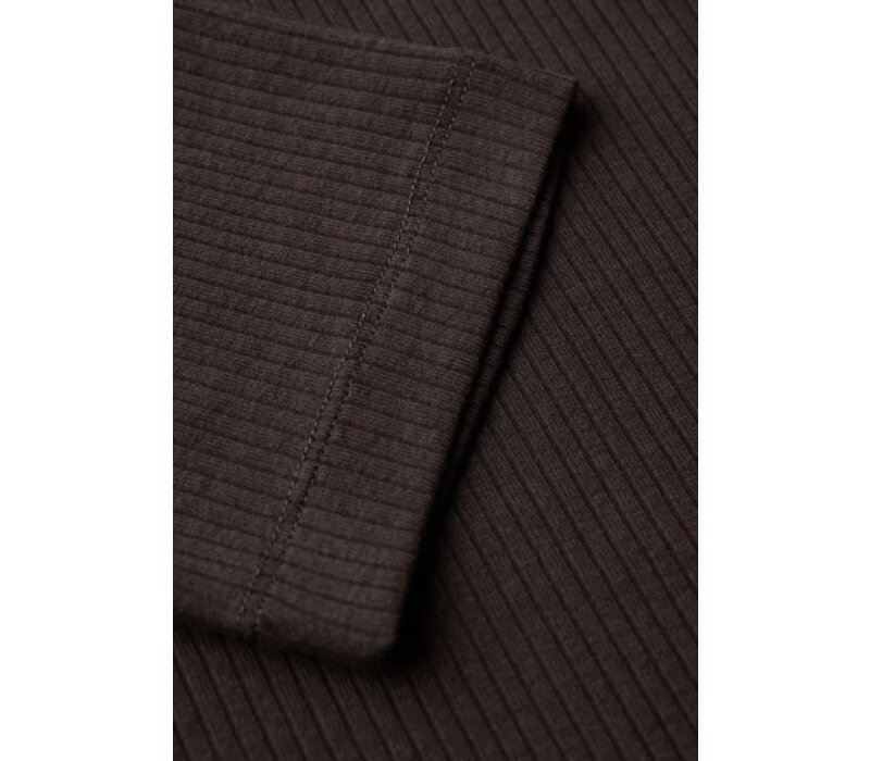 Street One Rib Turtle Neck Shirt Deep Roast Brown