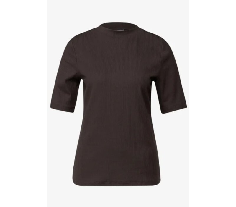 Street One Rib Turtle Neck Shirt Deep Roast Brown