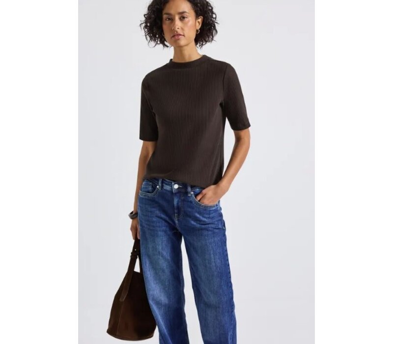 Street One Rib Turtle Neck Shirt Deep Roast Brown