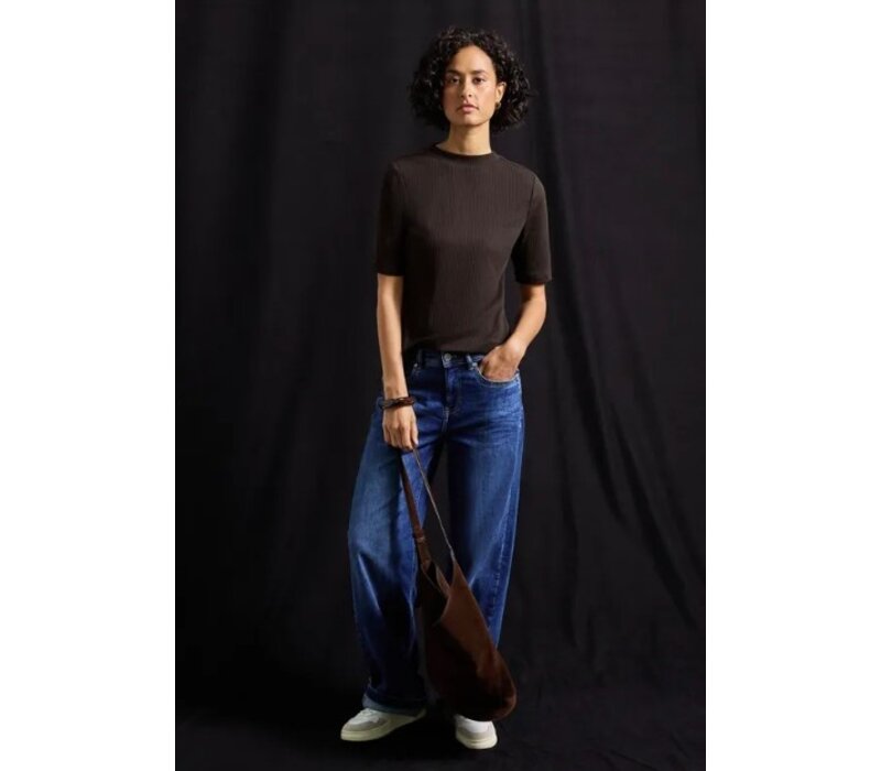 Street One Rib Turtle Neck Shirt Deep Roast Brown