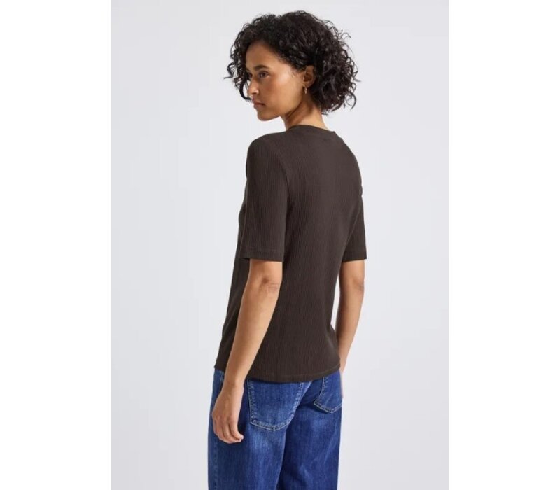 Street One Rib Turtle Neck Shirt Deep Roast Brown