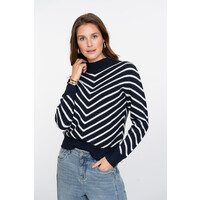 Geisha Pull Stripes Turtleneck Navy