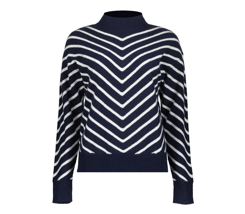 Geisha Pull Stripes Turtleneck Navy