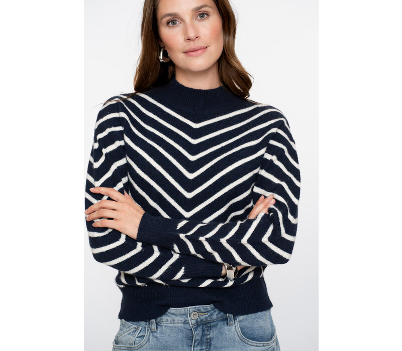 Geisha Pull Stripes Turtleneck Navy