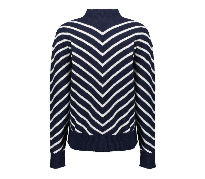 Geisha Pull Stripes Turtleneck Navy