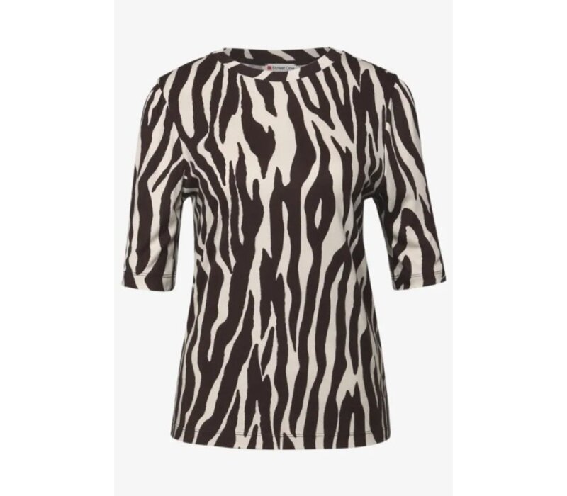 Street One Printed Basic Shirt Deep Roast Brown