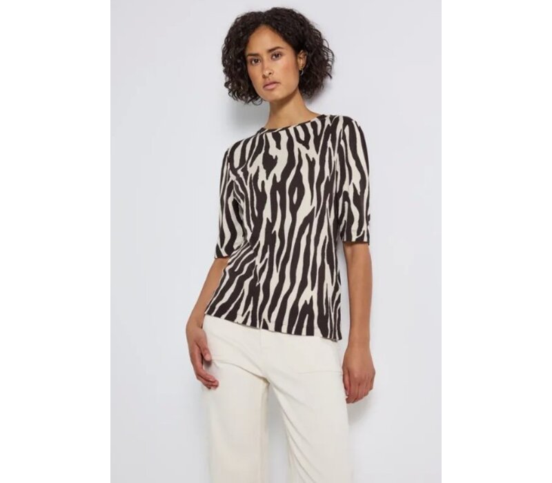 Street One Printed Basic Shirt Deep Roast Brown