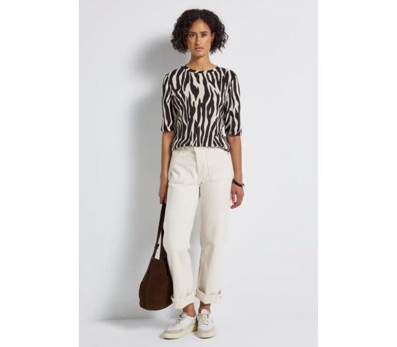 Street One Printed Basic Shirt Deep Roast Brown