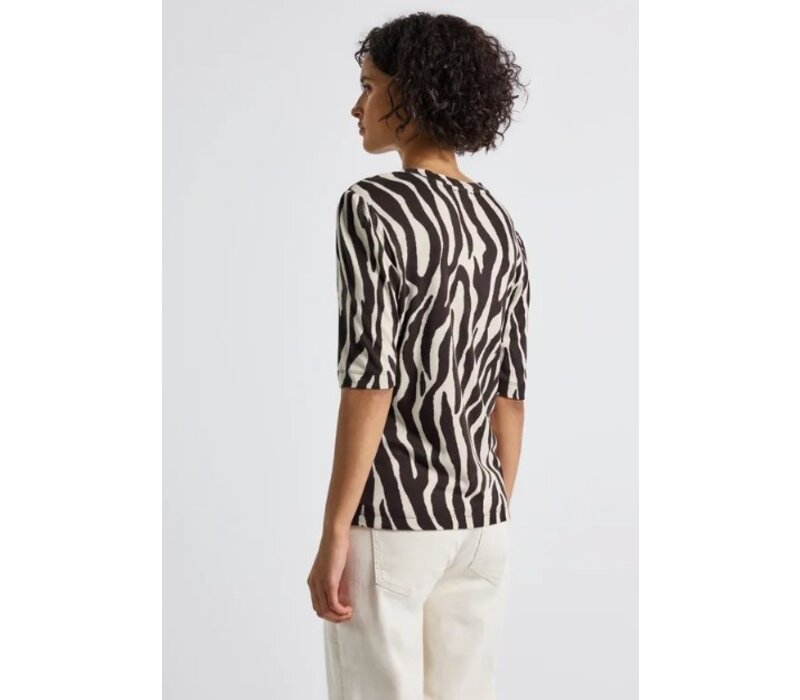Street One Printed Basic Shirt Deep Roast Brown