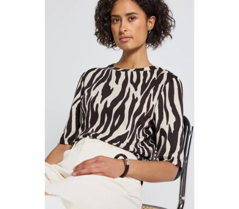 Street One Printed Basic Shirt Deep Roast Brown