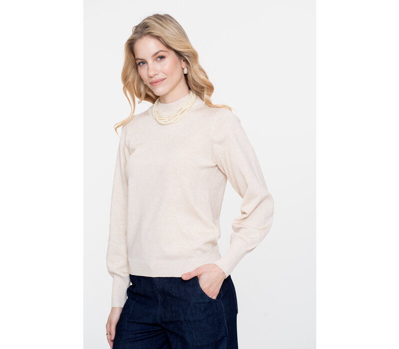 Geisha Pullover Basic Turtle Lurex Off/White
