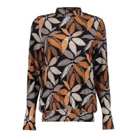Geisha Top with Smock Jersey Black Taupe Orange
