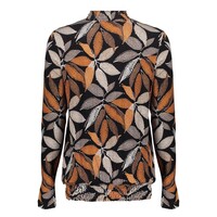 Geisha Top with Smock Jersey Black Taupe Orange