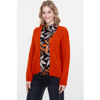 Geisha Top with Smock Jersey Black Taupe Orange