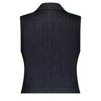 Red Button Gilet Stripe Blue Denim
