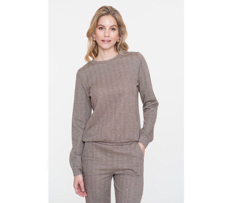 Geisha Top Jacquard Brown Gold