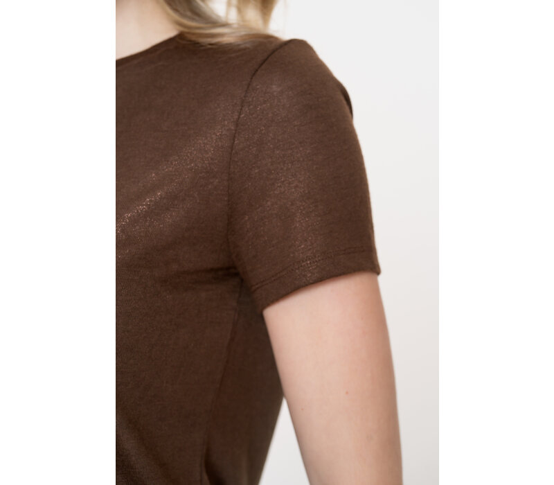 Geisha T-shirt Neck Foil Dark Brown