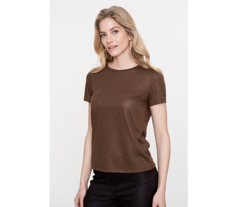 Geisha T-shirt Neck Foil Dark Brown