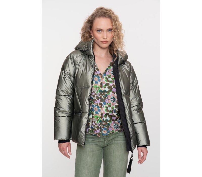 Geisha Jacket Metallic Short Soft Green Metallic