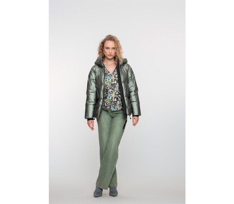 Geisha Jacket Metallic Short Soft Green Metallic