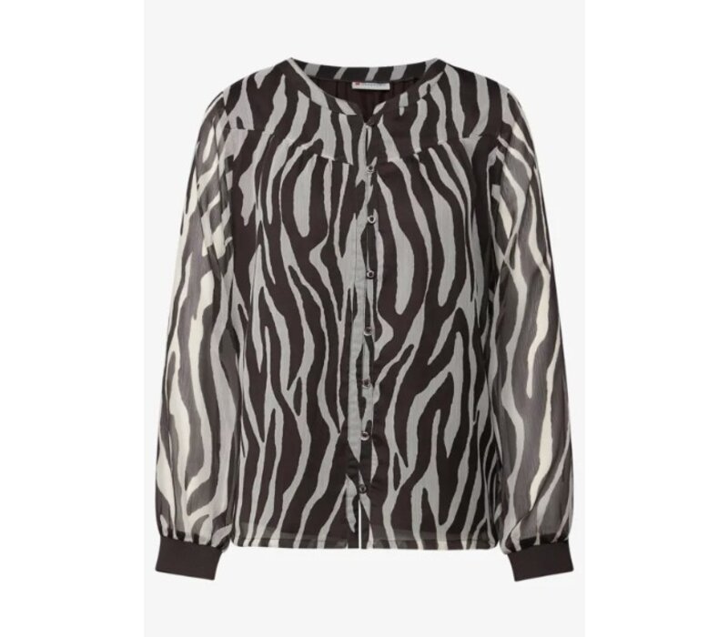 Street One Printed Chiffon Blouse Deep Roast Brown