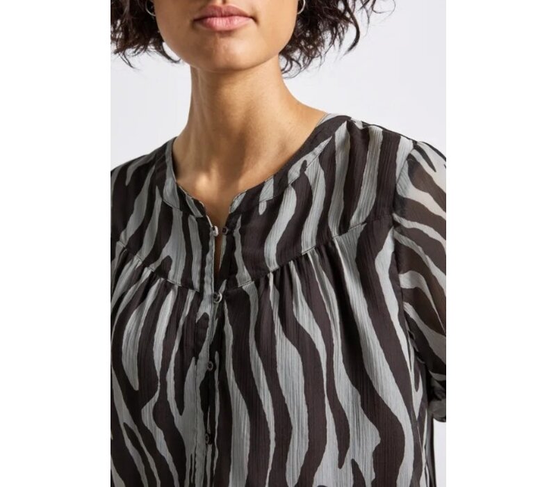Street One Printed Chiffon Blouse Deep Roast Brown