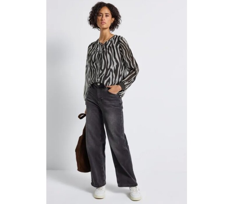Street One Printed Chiffon Blouse Deep Roast Brown