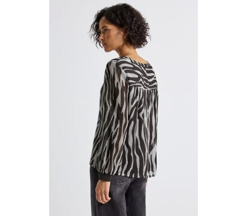 Street One Printed Chiffon Blouse Deep Roast Brown